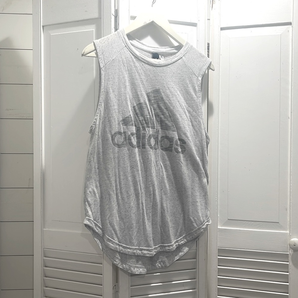 Adidas, light heathered grey, workout tank